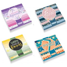   Mintás papírok, lapok, 15x15cm, 100 g, 10 minta, 30 lap/cs, tavaszi-nyári, 4 féle változat