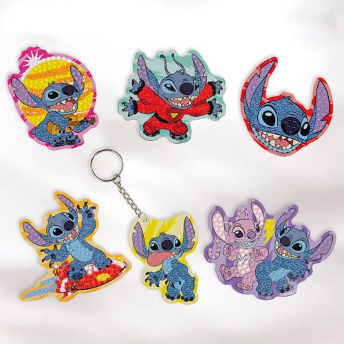 Stitch gyémántfestés szett 6 db formával, mágnesek és kulcstartó