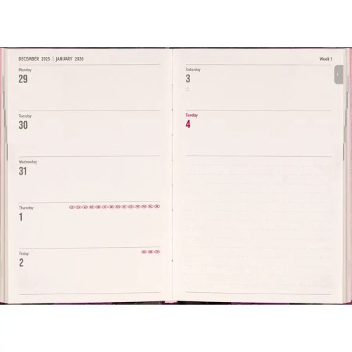 Realsystem mágnessel záródó agenda, határidőnapló, 11x16cm, heti tervező, 2026, Porcelain Flower