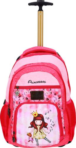 Santoro Gorjuss gurulós hátizsák, iskolatáska, 48x34x15,2cm, csillogó díszítéssel, Princesses
