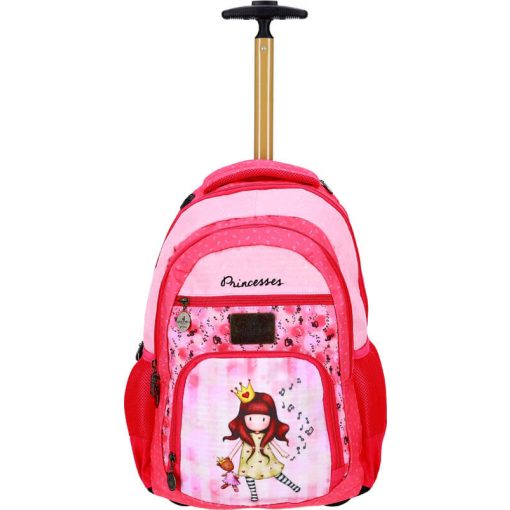 Santoro Gorjuss gurulós hátizsák, iskolatáska, 48x34x15,2cm, csillogó díszítéssel, Princesses