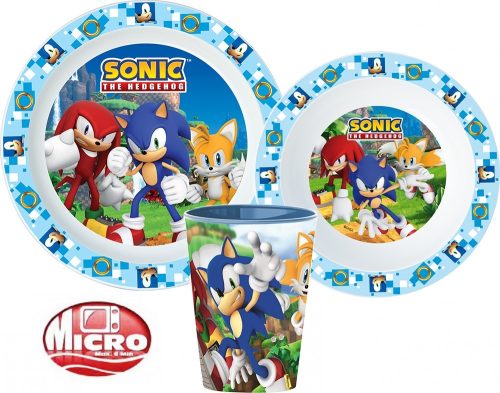 Sonic étkészlet, mikrózható műanyag, pohárral