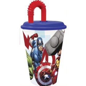   Bosszúállók Rolling Thunder szívószálas pohár, műanyag 430 ml