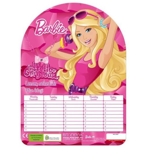Barbie órarend, 18x25 cm