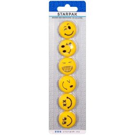 Smiley, emoji mágnes szett, 6 db-os, sárga