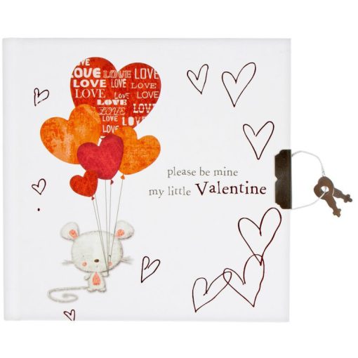 Love napló kulccsal, 13x13 cm, please be mine my little Valentine