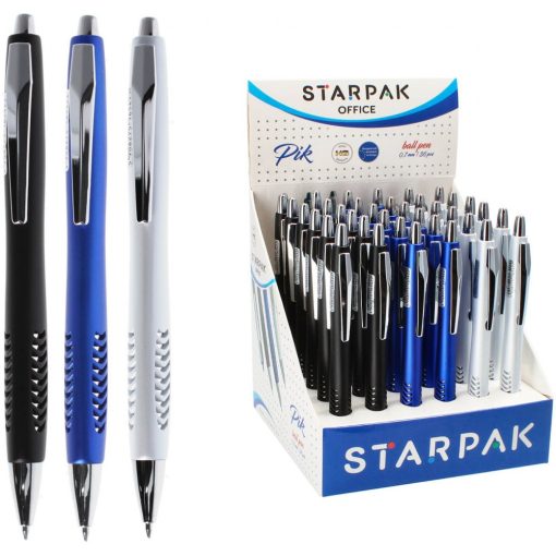 Golyóstoll, kék, 0,7mm, fekete-kék-fehér tolltest, Starpak Office Pik