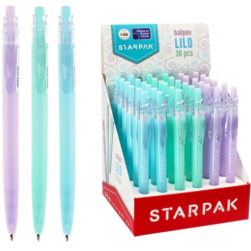 Golyóstoll, kék, pasztell színű tolltest, Starpak Lilo