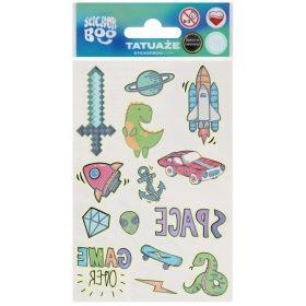   Tetoválás matrica szett, foszforeszkálós, fiús 10x17,5cm, Sticker Boo