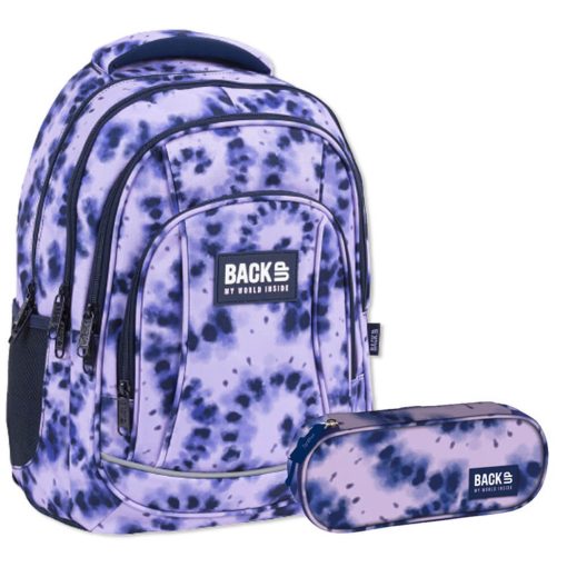 Purple hátizsák, iskolatáska beledobálós tolltartóval, BackUp, 2022, lila