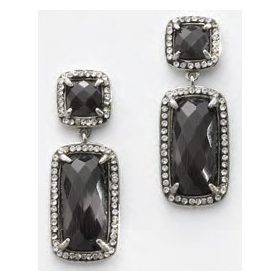 Victoria Ezüst színű fekete köves fülbevaló