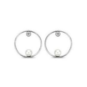 Victoria Ezüst színű fehér gyöngyös fülbevaló