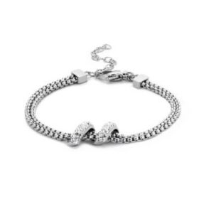 Victoria Ezüst színű fehér köves karkötő