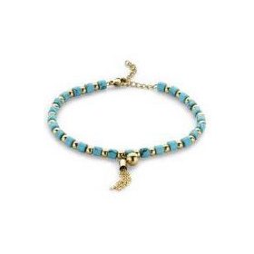 Victoria Arany színű kék gyöngyös karkötő