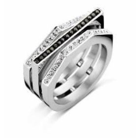 Victoria Ezüst színű fekete, fehér köves gyűrű