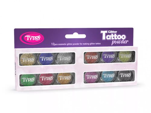 Csillámporkészlet, 12 db-os, 12x2,5 ml, top színek